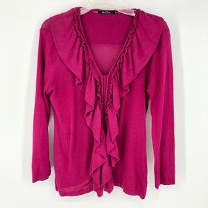 Nic + Zoe Pink Blouse Ruffle Detail Sweater